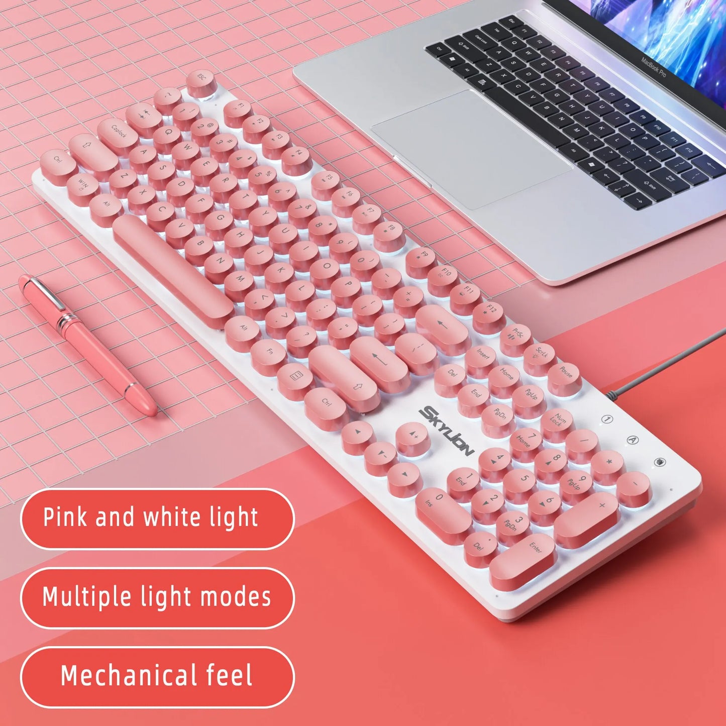 SKYLION H300 Wired 104 Keys Membrane Keyboard by DarkByteGear