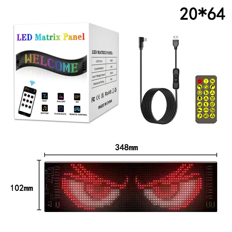LED Matrix Pixel Panel Display Screen Flexible RGB Car Pattern Graffiti Scrolling Text Animation Shop Reminder Light Bluetooth by DarkByteGear