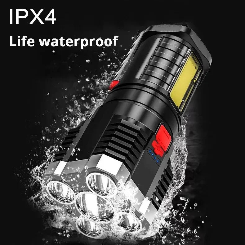 5LED High Power Led Flashlights Rechargeable Camping Spotlight with Side Light 3 Lighting Modes for Camping Adventure Outdoor by DarkByteGear