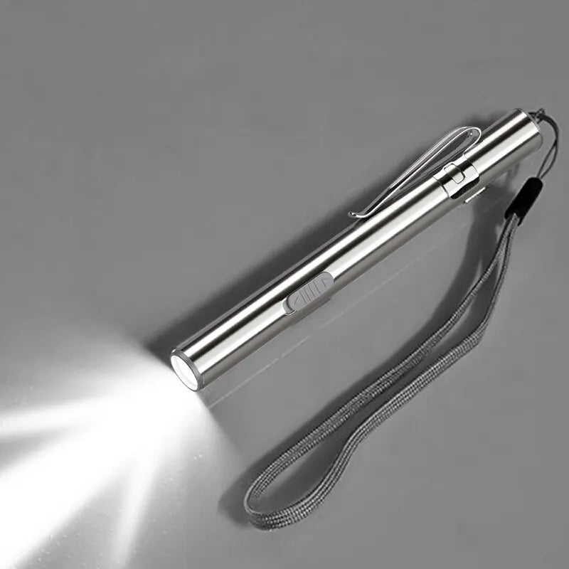 Mini Portable Medical Handy LED Pen Light Flashlight USB Rechargeable Dentist Nurse Torch with Stainless Steel Clip by DarkByteGear