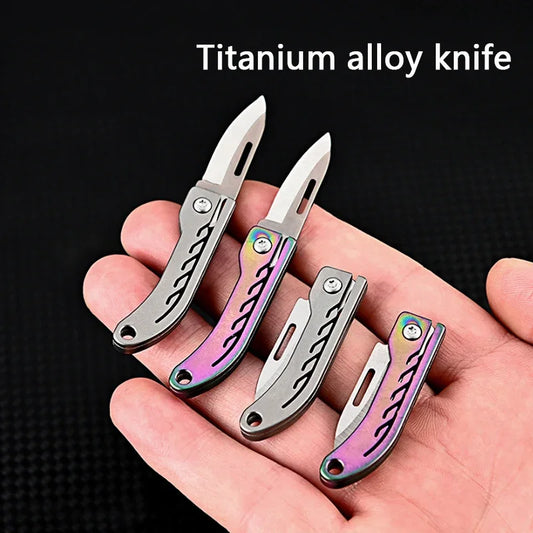 Titanium Alloy Mini Folding Knife for Outdoor Camping EDC Portable Unboxing Sharp Knife with High Hardness D2 Blade by DarkByteGear