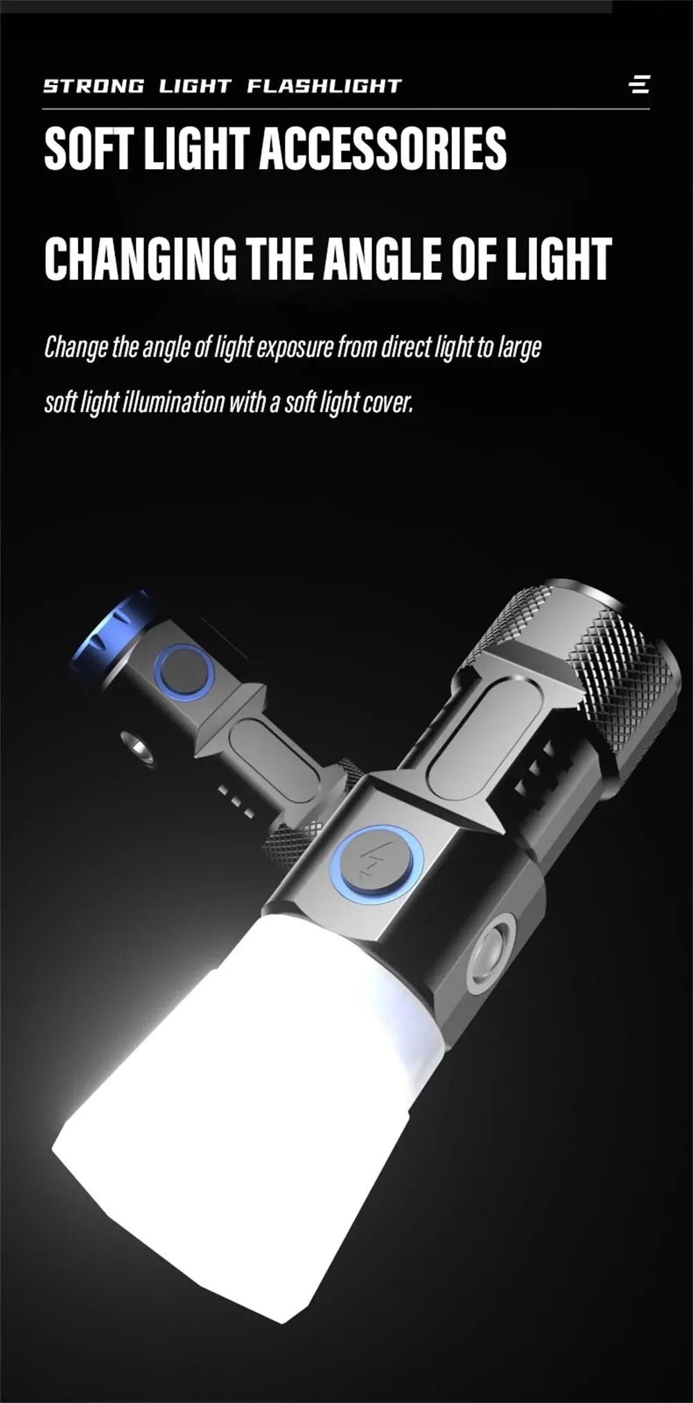 MINI Rechargeable LED Flashlight Camping Light With Side Lights and Lampshade Tail with Magnet Suitable for Exploring, Camping by DarkByteGear