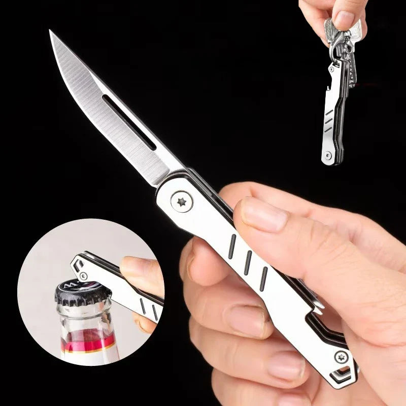 Mini outdoor stainless steel folding knife, portable express keychain, multifunctional portable kitchen fruit folding knife by DarkByteGear