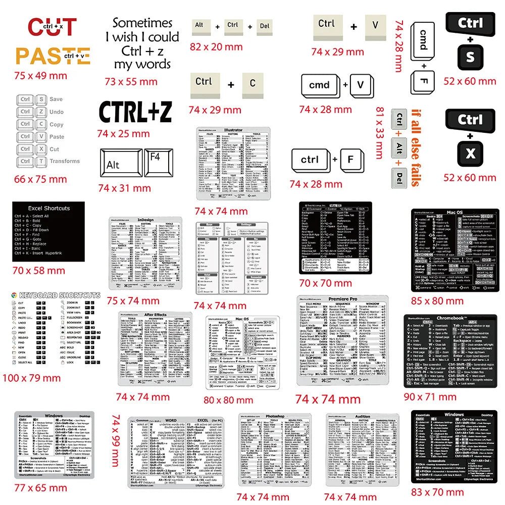 30PCS Shortcut Key Tips Waterproof Computer Sticker DIY Keyboard ipad Laptop And Desktop Student Gift Decoration Toy Sticker by DarkByteGear