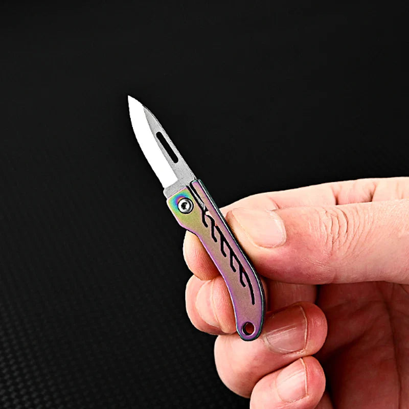 Titanium Alloy Mini Folding Knife for Outdoor Camping EDC Portable Unboxing Sharp Knife with High Hardness D2 Blade by DarkByteGear
