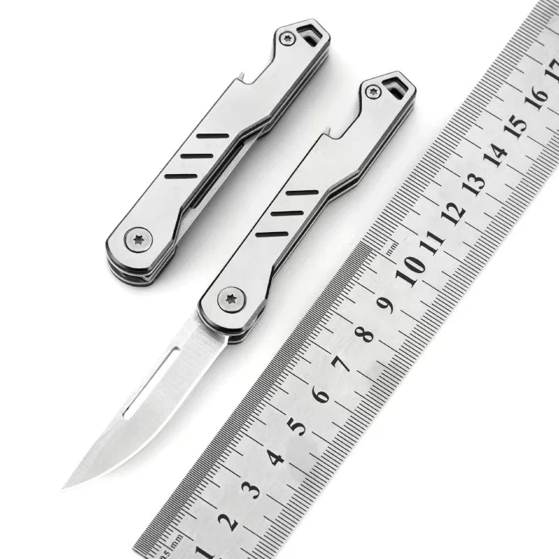 Mini outdoor stainless steel folding knife, portable express keychain, multifunctional portable kitchen fruit folding knife by DarkByteGear