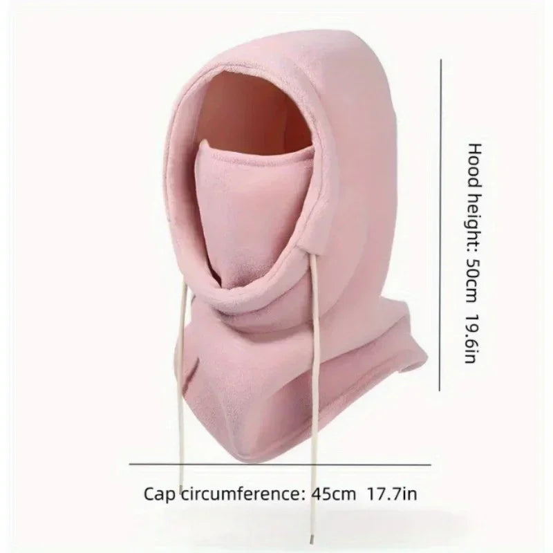 Winter Balaclava Hooded Scarf - Warm Neck Gaiter with Hood for Outdoor Activities, Cycling, Skiing - Black, Pink, Khaki by DarkByteGear