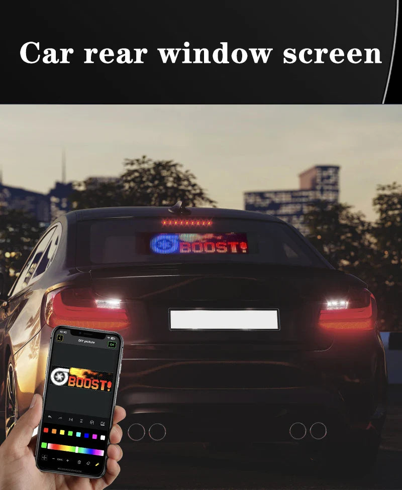 LED Matrix Pixel Panel Display Screen Flexible RGB Car Pattern Graffiti Scrolling Text Animation Shop Reminder Light Bluetooth by DarkByteGear