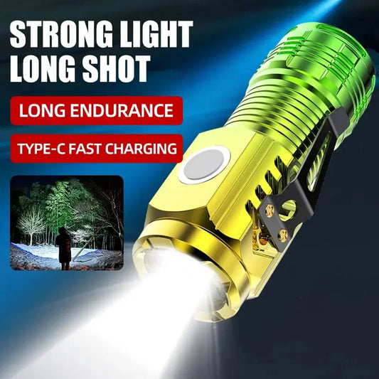 Strong Led Flashlight Super Bright Mini Portable Three-eye Monster Multi-Function Magnet Charging Home Outdoor Portable Light by DarkByteGear