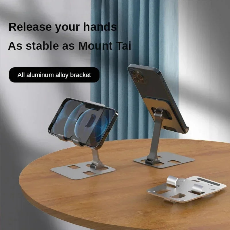 Universal Aluminum Alloy Foldable Desk Phone Holder Mount Stand For iPhone 15 14 Mobile Phone Holder Tablet Desktop Metal Holder by DarkByteGear
