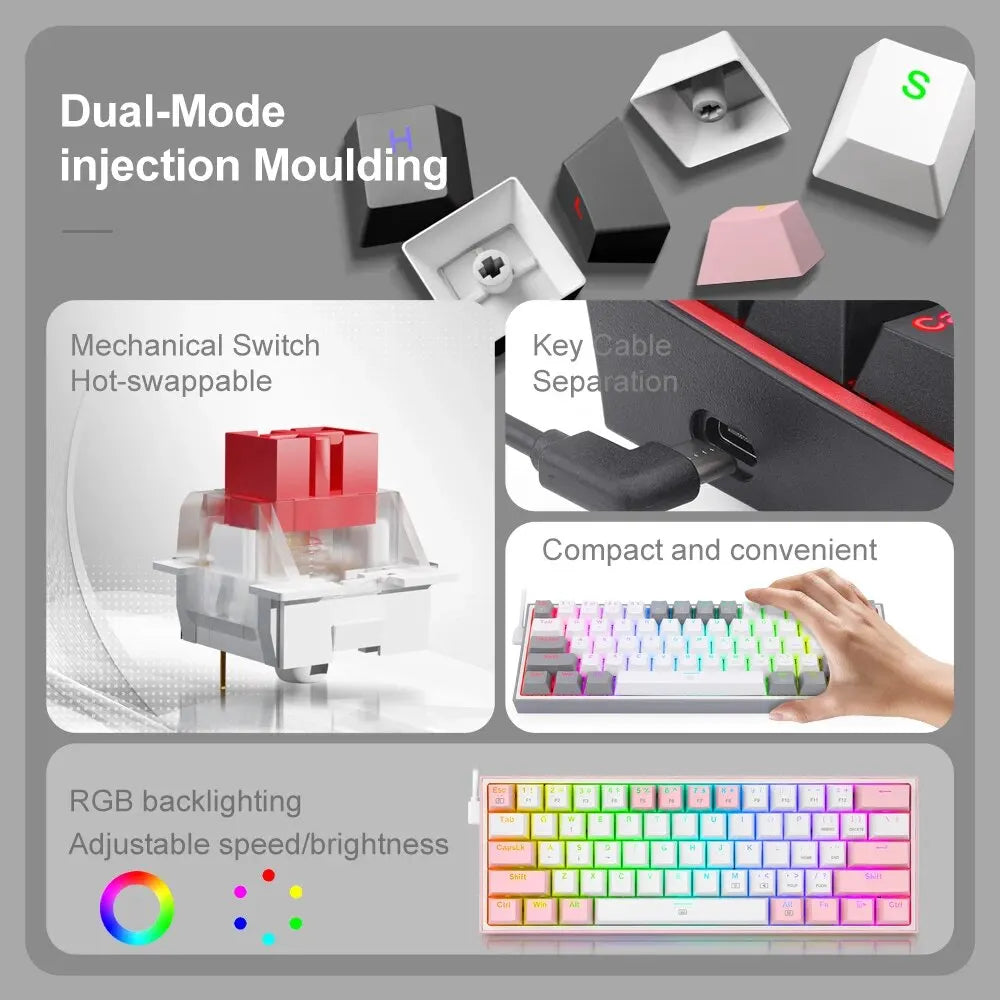REDRAGON Fizz K617 RGB USB Mini Mechanical Keyboard by DarkByteGear