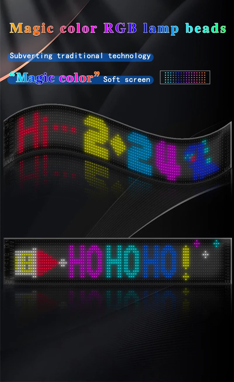 LED Matrix Pixel Panel Display Screen Flexible RGB Car Pattern Graffiti Scrolling Text Animation Shop Reminder Light Bluetooth by DarkByteGear