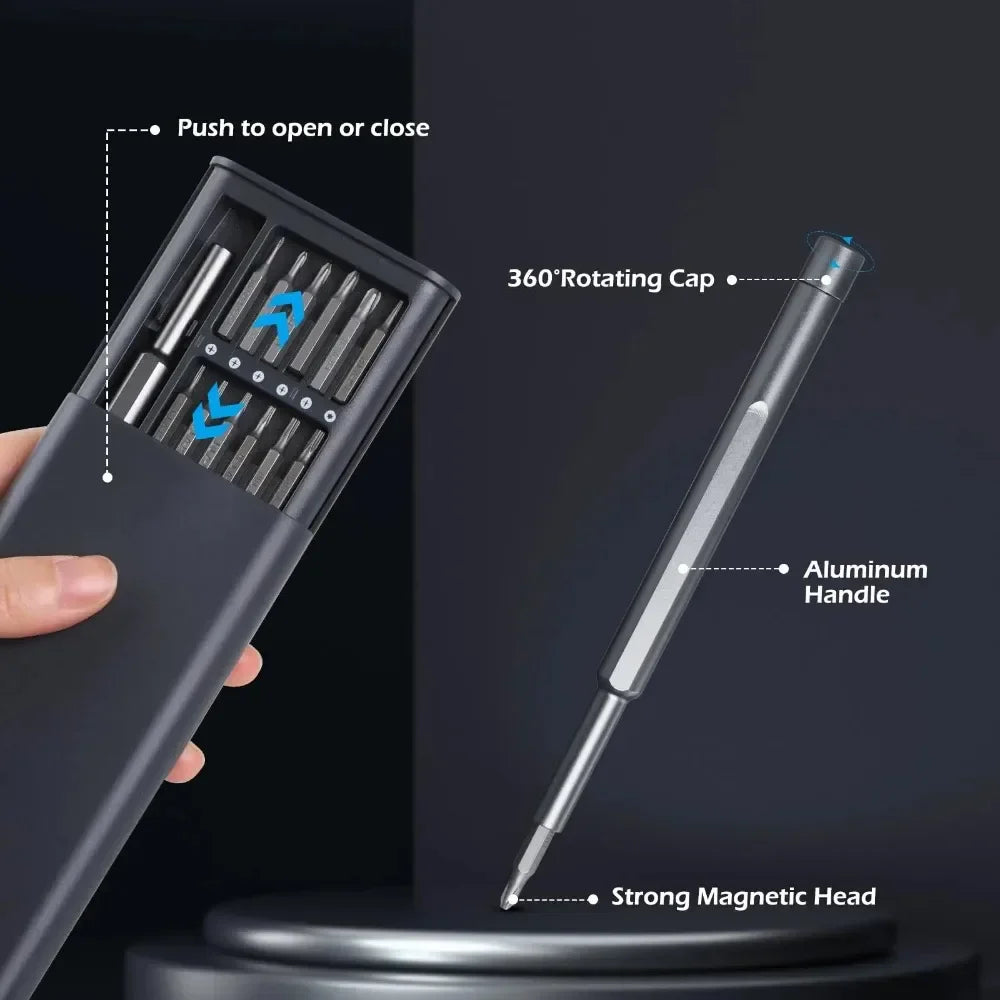 Precision Screwdriver Set 25 in 1 Screw Driver Se Hexagonal Flat Head Magnetic Screwdriver Head for iPhone PC WatchCameraGlasses by DarkByteGear