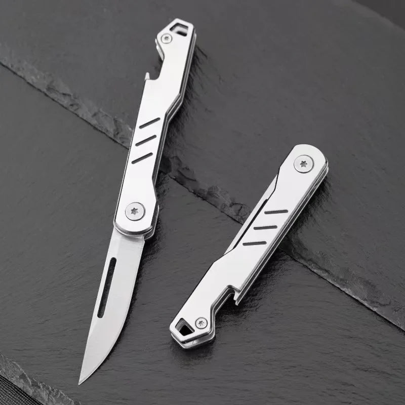 Mini outdoor stainless steel folding knife, portable express keychain, multifunctional portable kitchen fruit folding knife by DarkByteGear