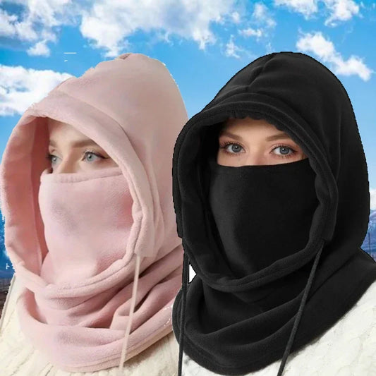Winter Balaclava Hooded Scarf - Warm Neck Gaiter with Hood for Outdoor Activities, Cycling, Skiing - Black, Pink, Khaki by DarkByteGear