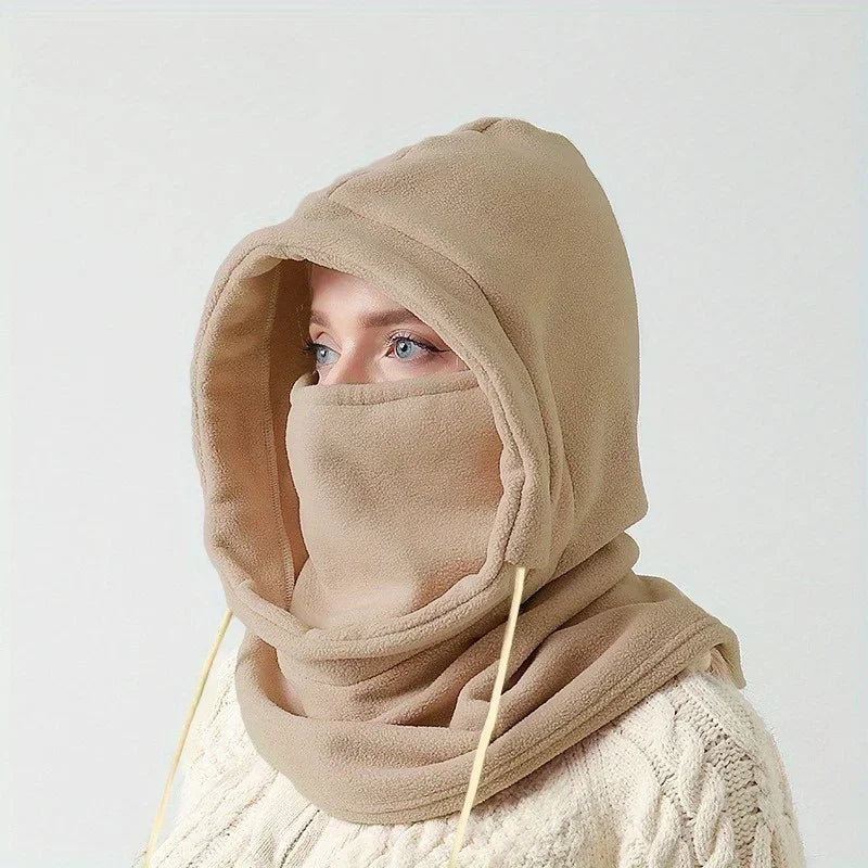 Winter Balaclava Hooded Scarf - Warm Neck Gaiter with Hood for Outdoor Activities, Cycling, Skiing - Black, Pink, Khaki by DarkByteGear