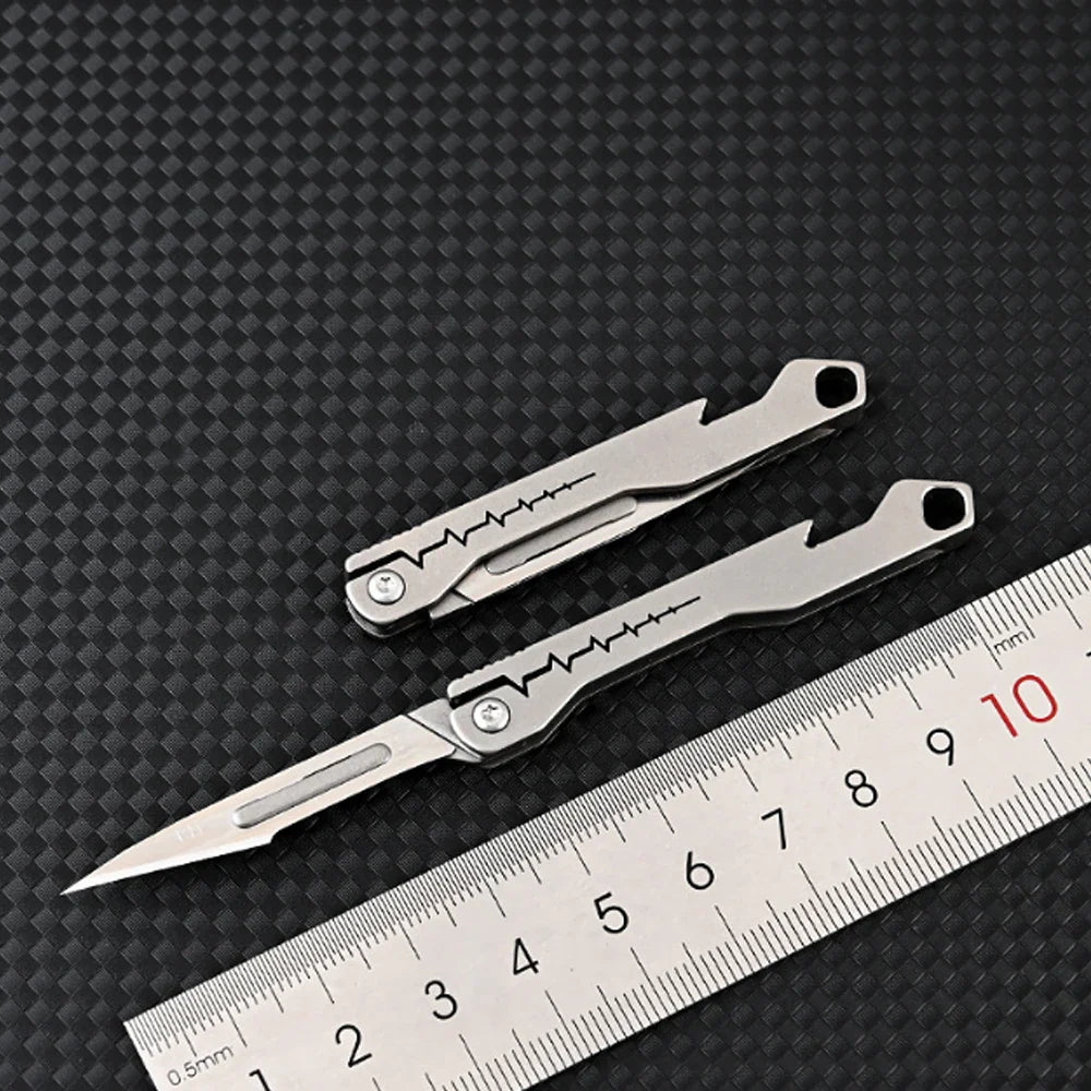 titanium alloy Bottle Opener Scalpel Folding Knife High Hardness Mini Outdoor Survival Camping Portable EDC Tool 10 Blade Free by DarkByteGear