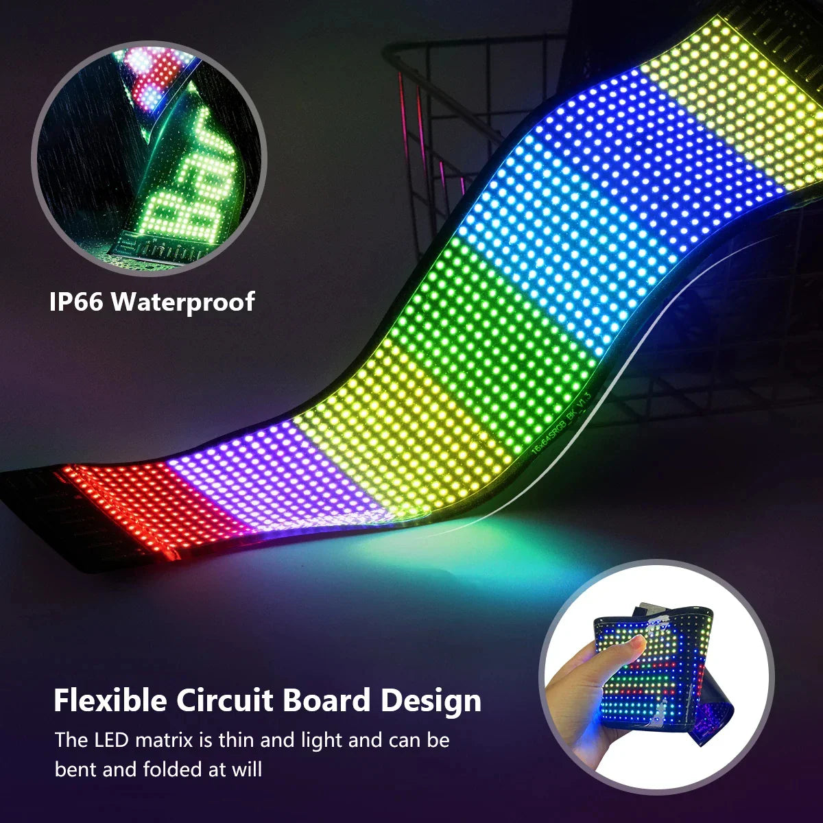 LED Matrix Pixel Panel Display Screen Flexible RGB Car Pattern Graffiti Scrolling Text Animation Shop Reminder Light Bluetooth by DarkByteGear