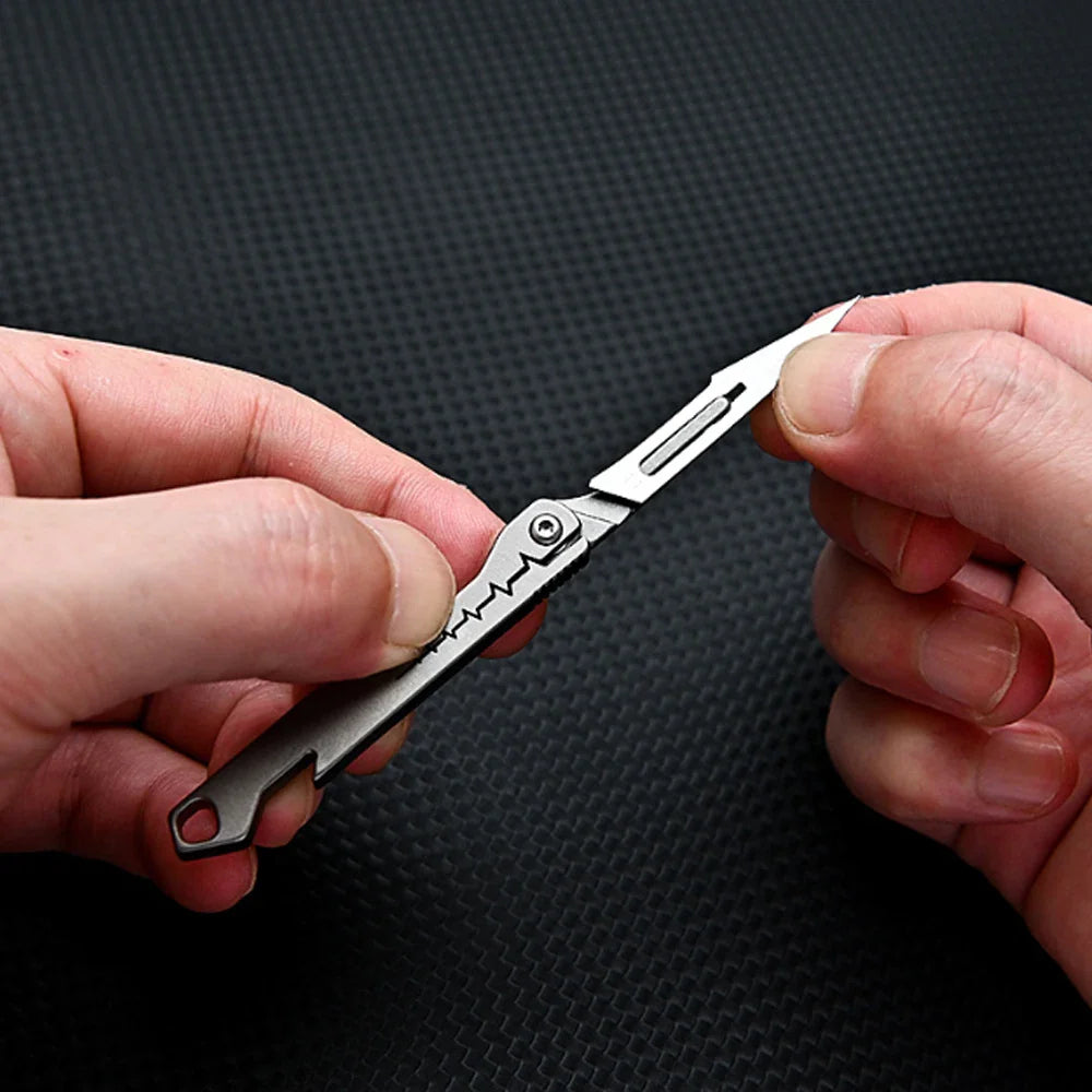 titanium alloy Bottle Opener Scalpel Folding Knife High Hardness Mini Outdoor Survival Camping Portable EDC Tool 10 Blade Free by DarkByteGear