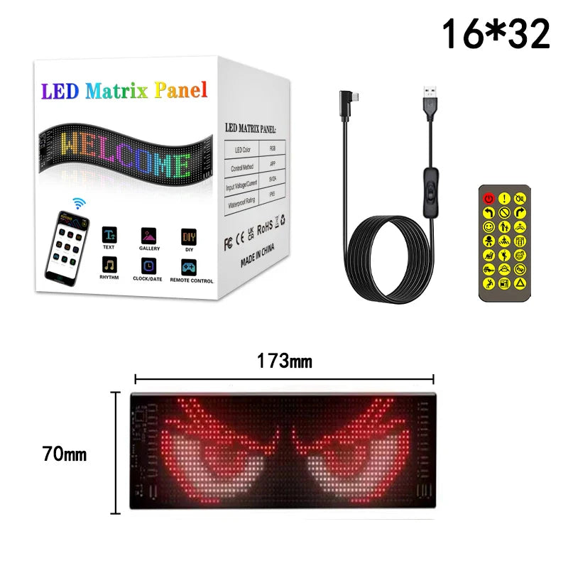 LED Matrix Pixel Panel Display Screen Flexible RGB Car Pattern Graffiti Scrolling Text Animation Shop Reminder Light Bluetooth by DarkByteGear