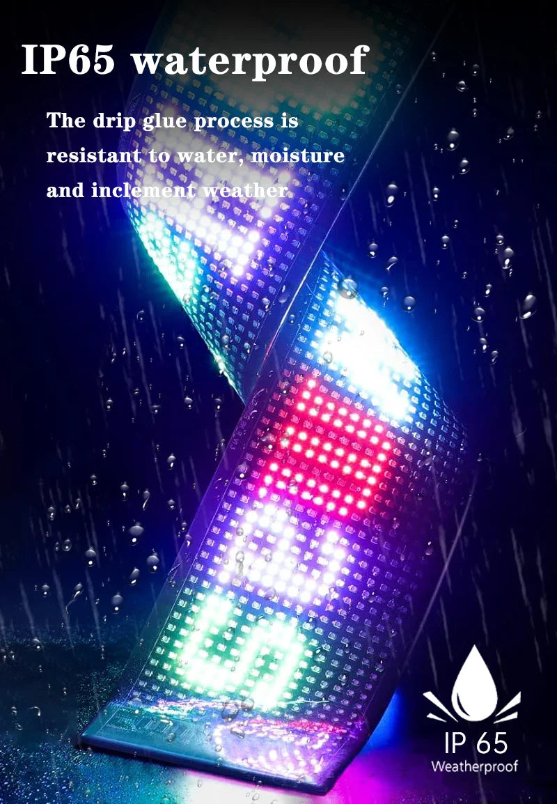 LED Matrix Pixel Panel Display Screen Flexible RGB Car Pattern Graffiti Scrolling Text Animation Shop Reminder Light Bluetooth by DarkByteGear