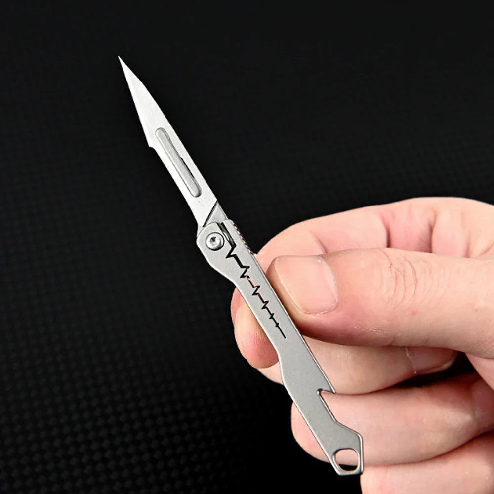 titanium alloy Bottle Opener Scalpel Folding Knife High Hardness Mini Outdoor Survival Camping Portable EDC Tool 10 Blade Free by DarkByteGear