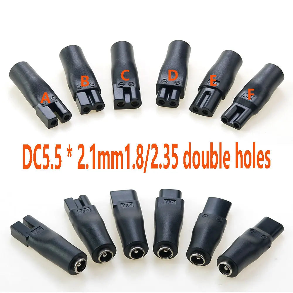DC 5.5 * 2.1mm to 1.8/2.35 double hole multi-function charging adapter is used for Hair clipper, shaver and charging line adapte by DarkByteGear