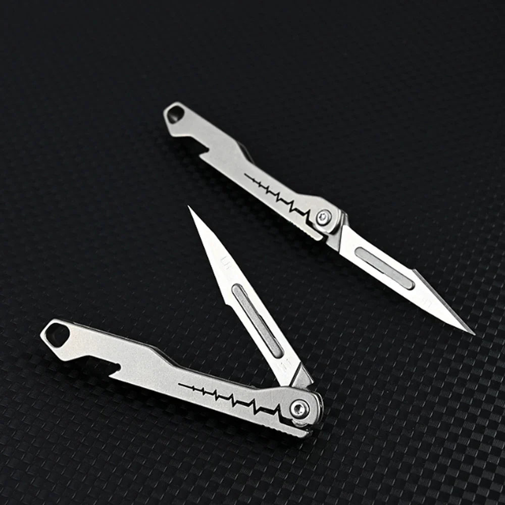 titanium alloy Bottle Opener Scalpel Folding Knife High Hardness Mini Outdoor Survival Camping Portable EDC Tool 10 Blade Free by DarkByteGear