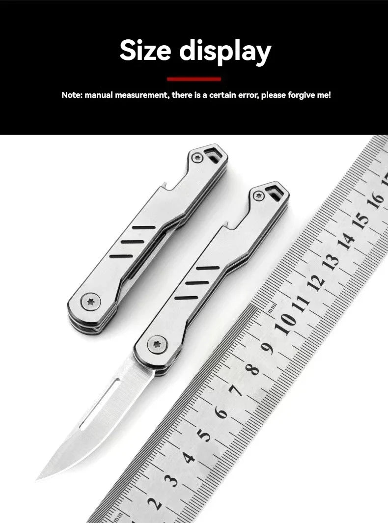 Mini outdoor stainless steel folding knife, portable express keychain, multifunctional portable kitchen fruit folding knife by DarkByteGear