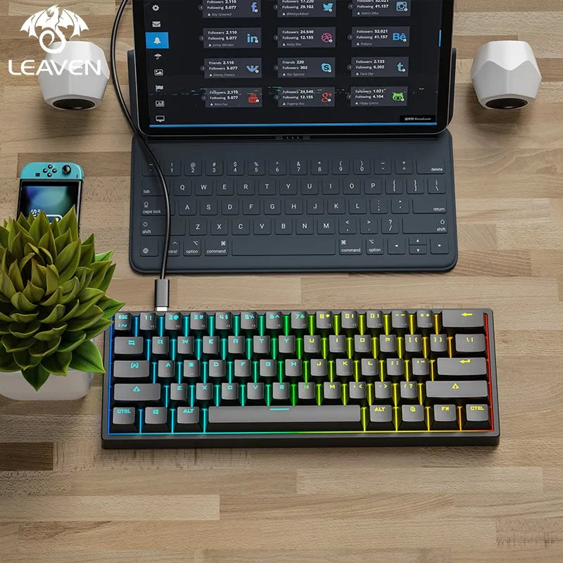 LEAVEN K620 Wired Mechanical Keyboard 61 Keys by DarkByteGear