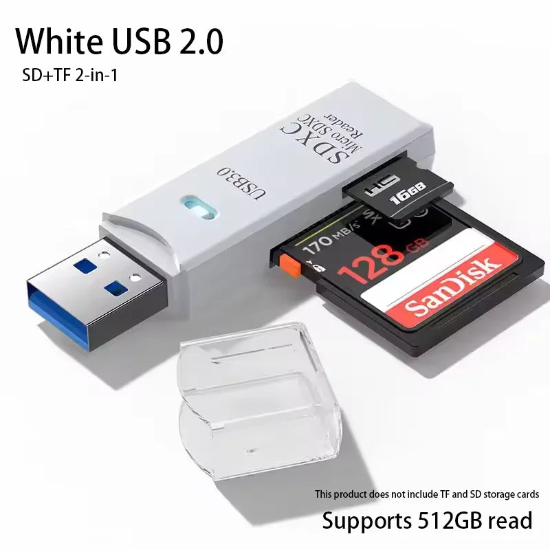 Multi Functional 2-in-1 High-speed USB 3.0/2.0 Card Reader Supports TF+SD Computer, Tablet Camera, Laptop, Car Mounted by DarkByteGear