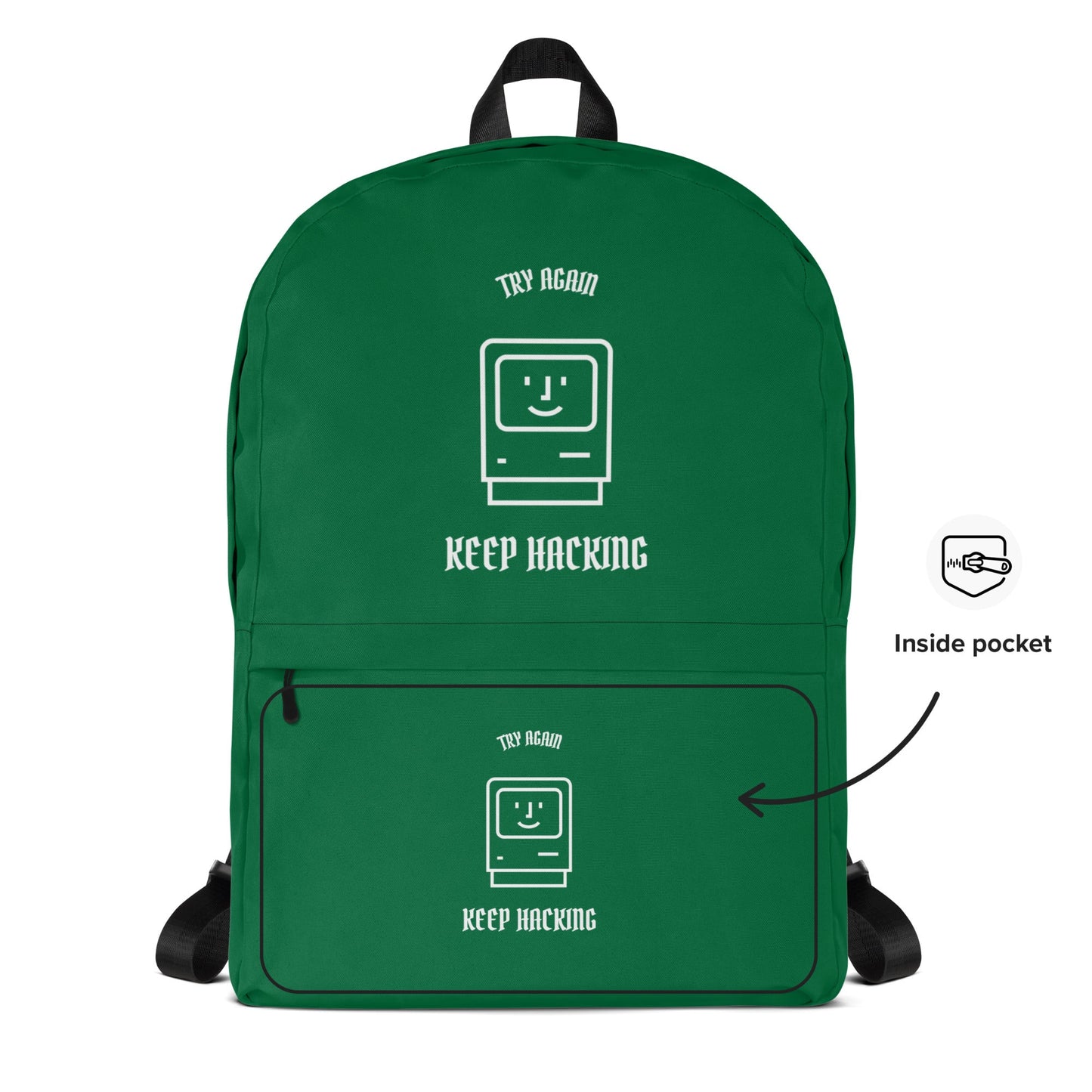 Keep hacking - Backpack (green) by DarkByteGear