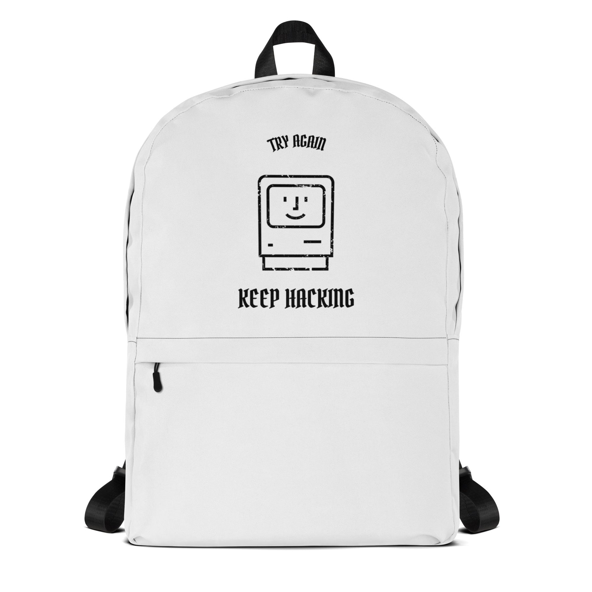 Keep hacking - Backpack (black text) by DarkByteGear