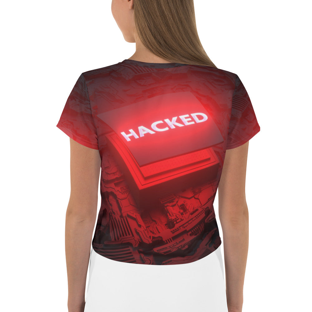 Hacked v2 - All-Over Print Crop Tee by DarkByteGear