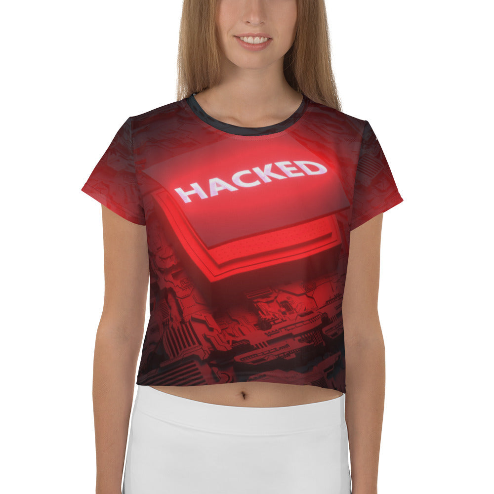 Hacked v2 - All-Over Print Crop Tee by DarkByteGear