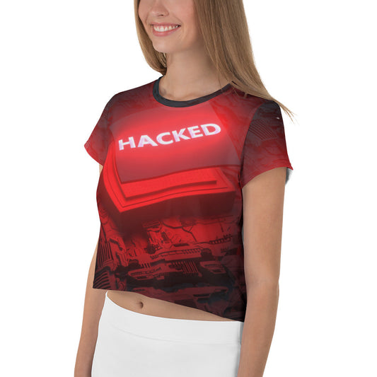 Hacked v2 - All-Over Print Crop Tee by DarkByteGear