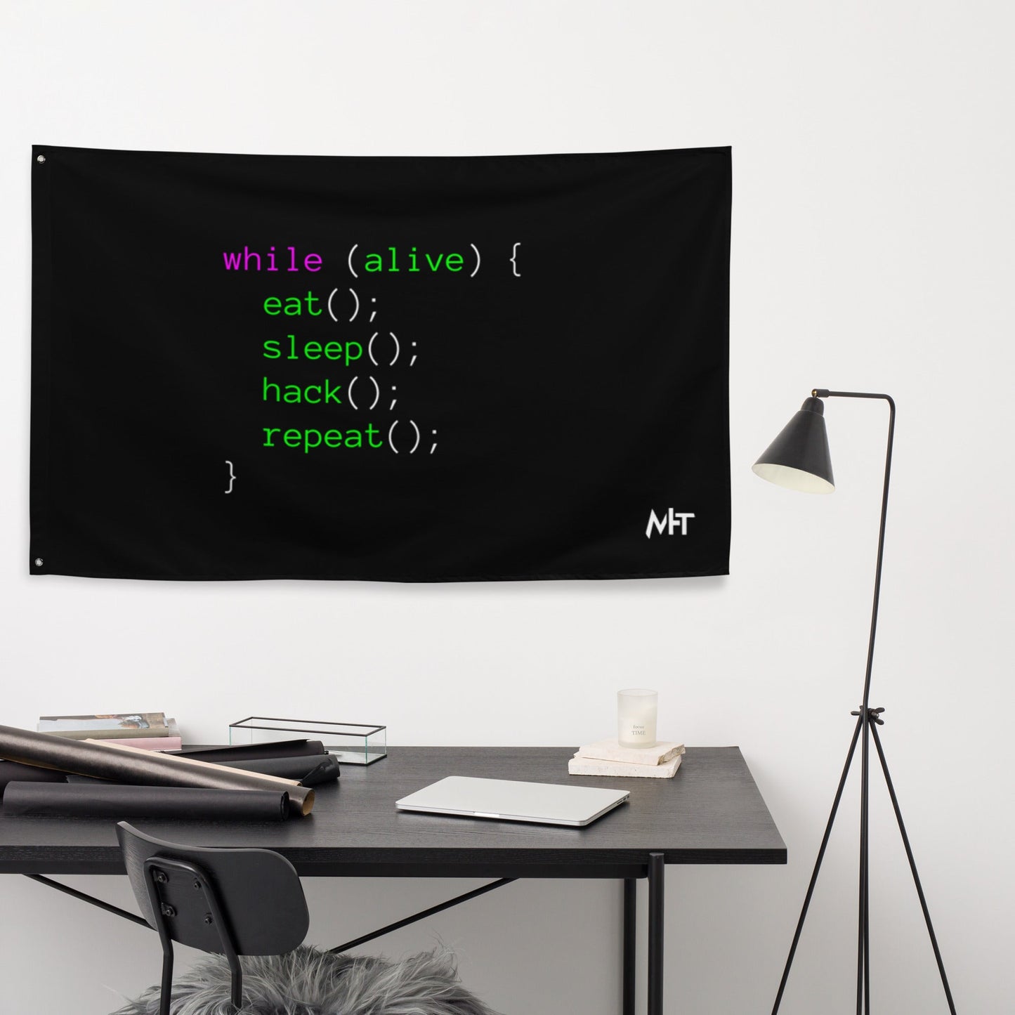 Eat sleep hack repeat - Flag by DarkByteGear