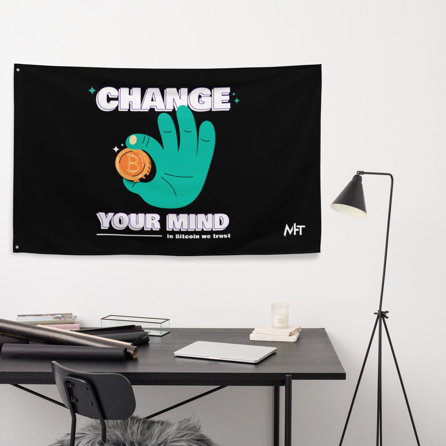 Change your mind in Bitcoin we Trust - Flag by DarkByteGear