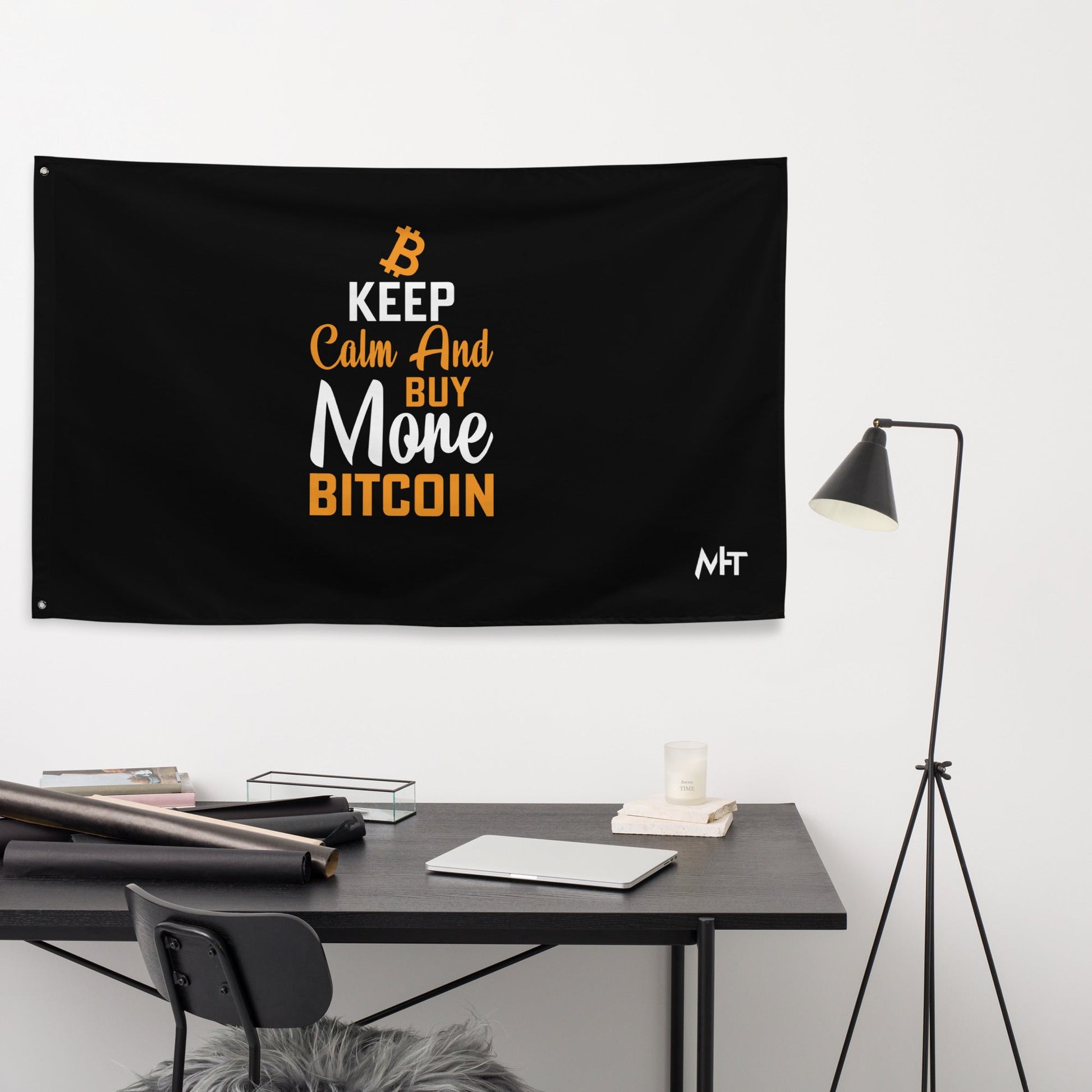 Keep Calm and Buy More Bitcoin Flag by DarkByteGear