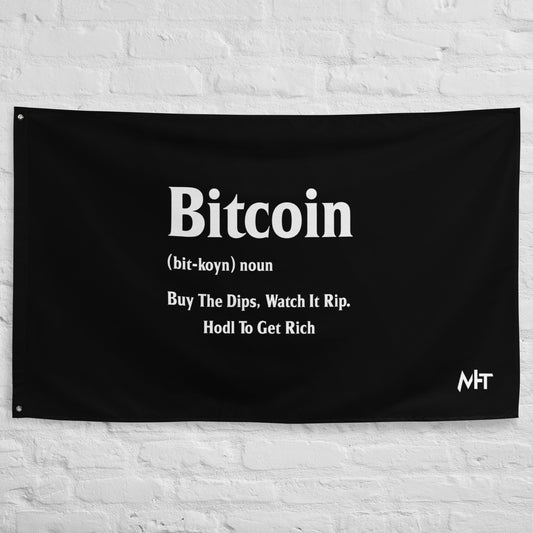 Bitcoin Definition ( White Text ) - Flag by DarkByteGear