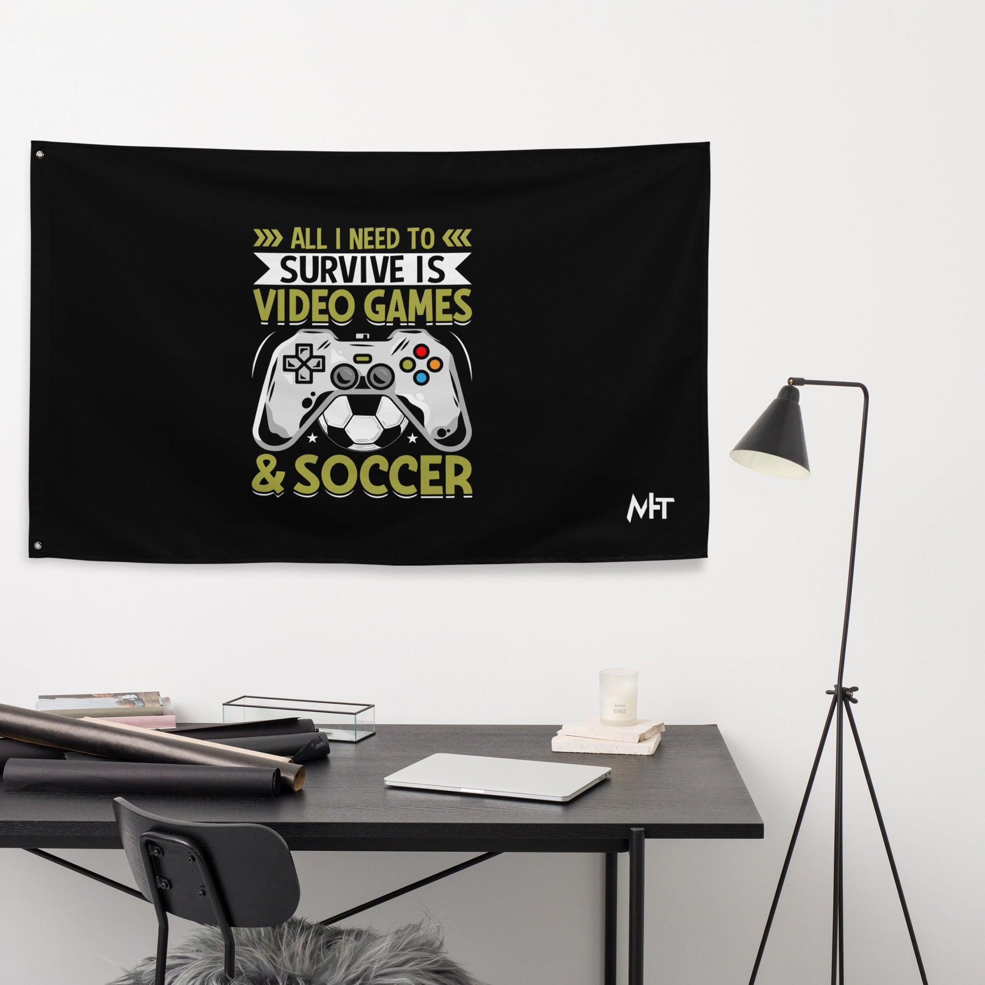 All I need to Survive is Video Game and soccer Flag by DarkByteGear