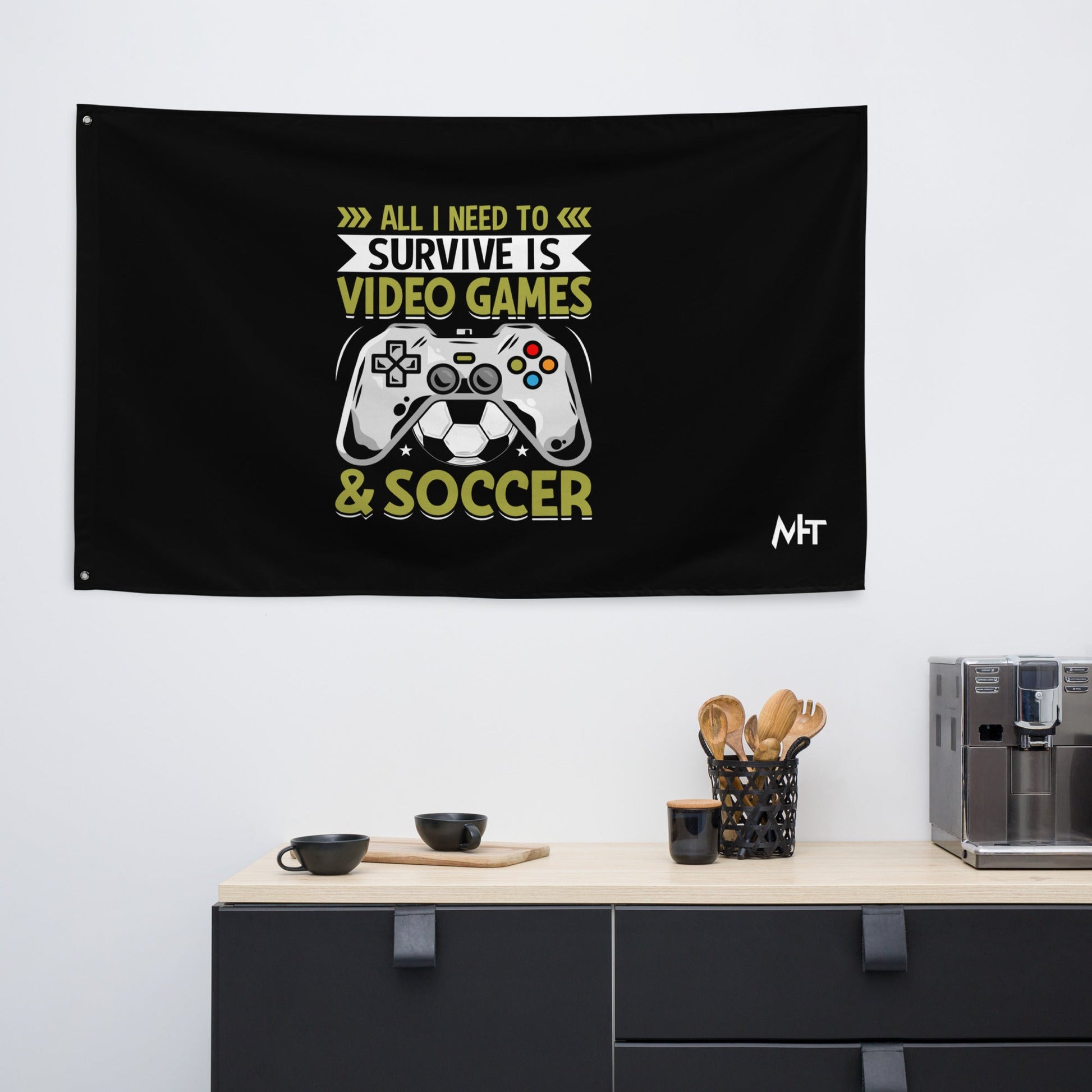 All I need to Survive is Video Game and soccer Flag by DarkByteGear