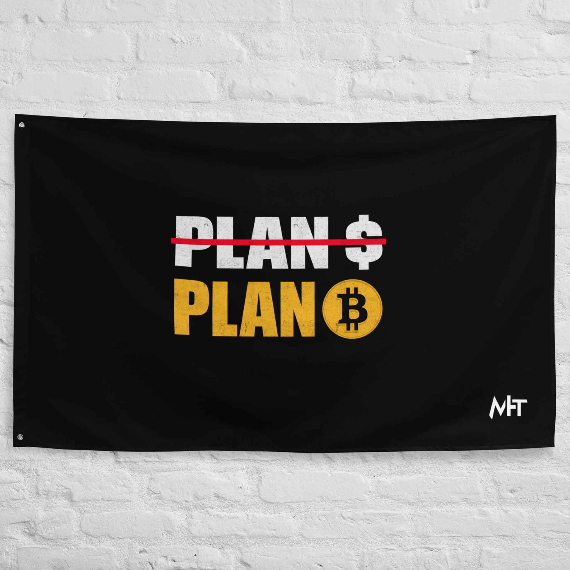 No Plan $, but Plan Bitcoin Flag by DarkByteGear