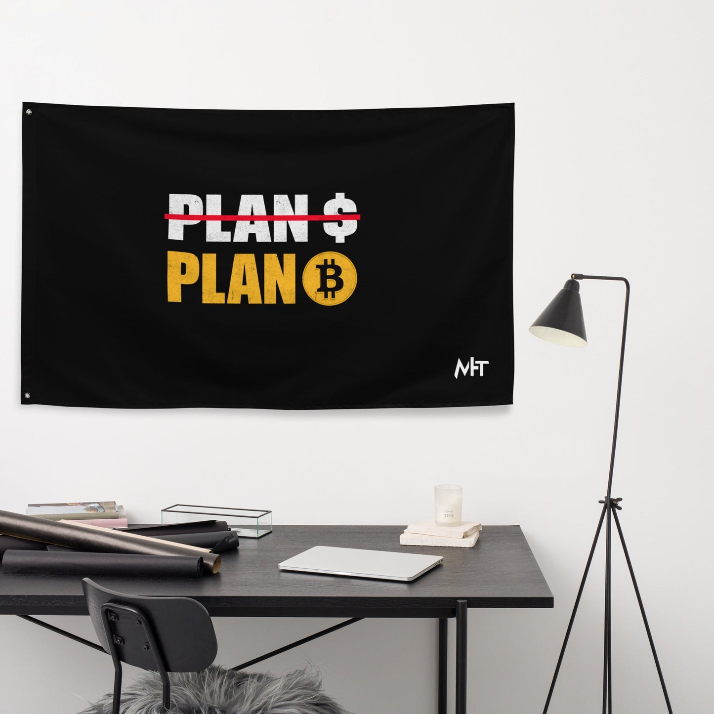 No Plan $, but Plan Bitcoin Flag by DarkByteGear