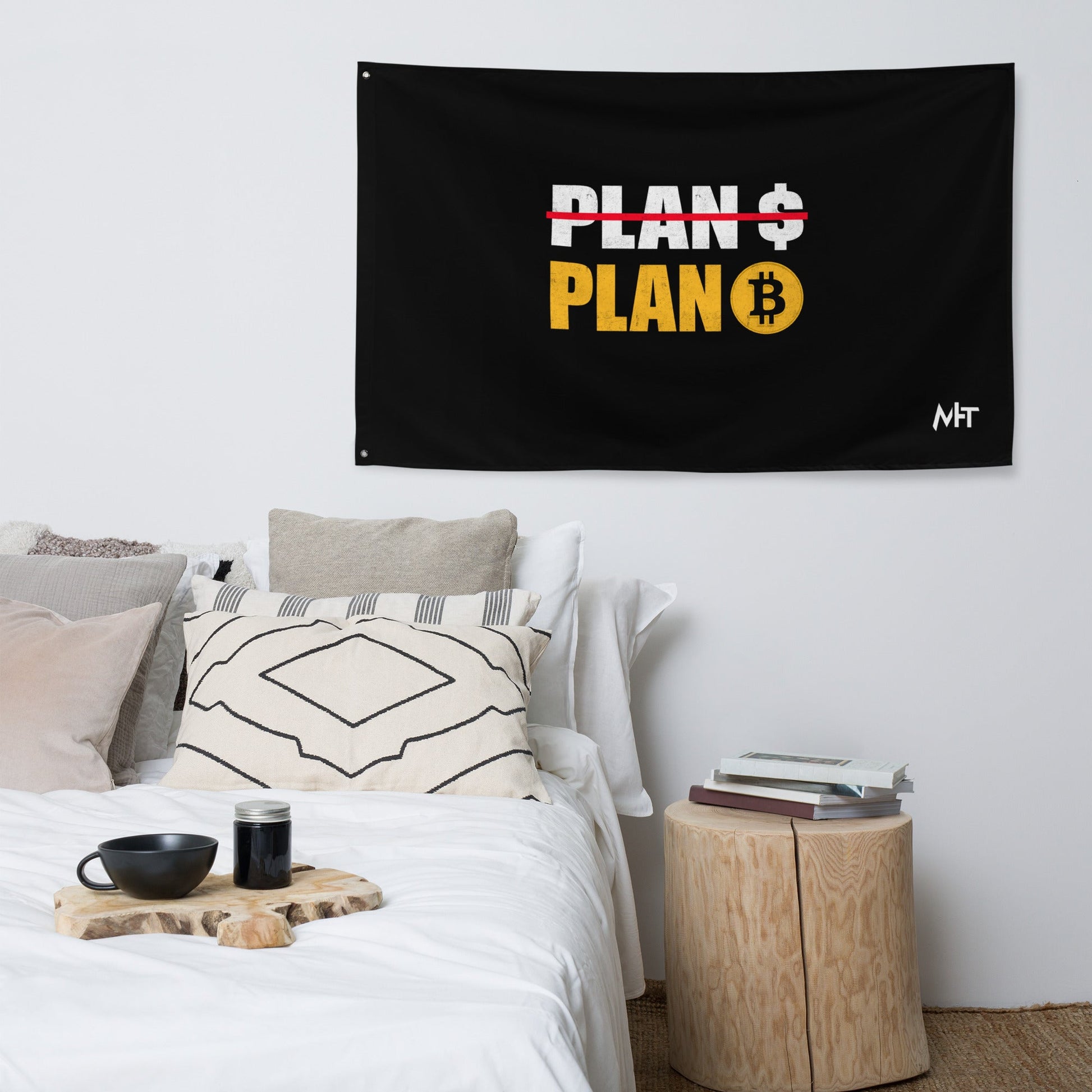 No Plan $, but Plan Bitcoin Flag by DarkByteGear