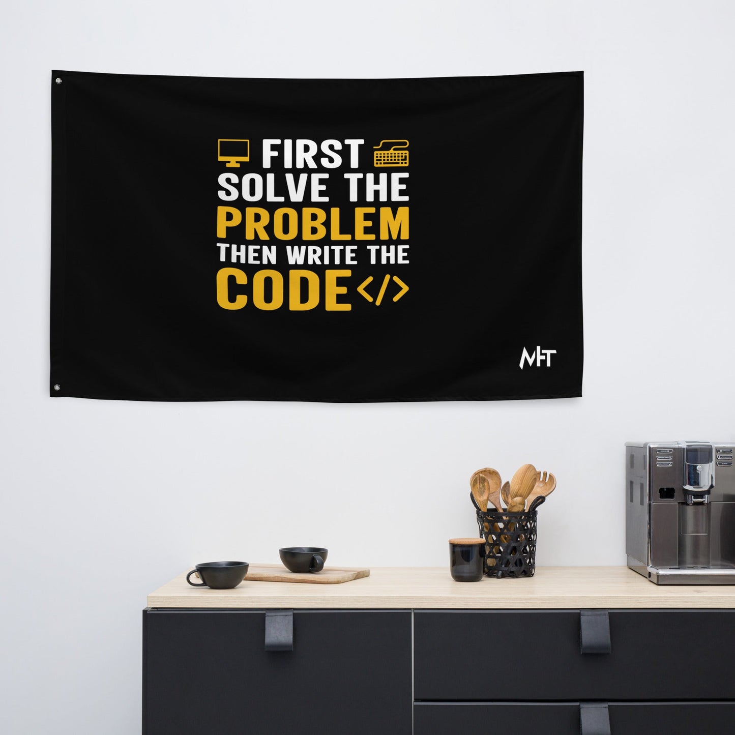 First, Solve the problem; then, Write the code - Flag by DarkByteGear