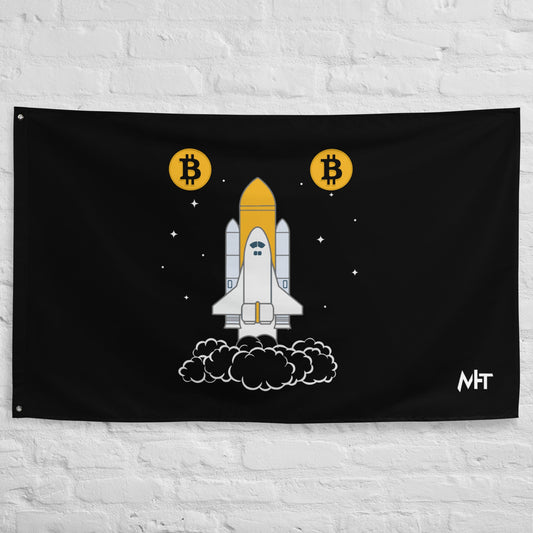 Bitcoin Spaceship Flag by DarkByteGear