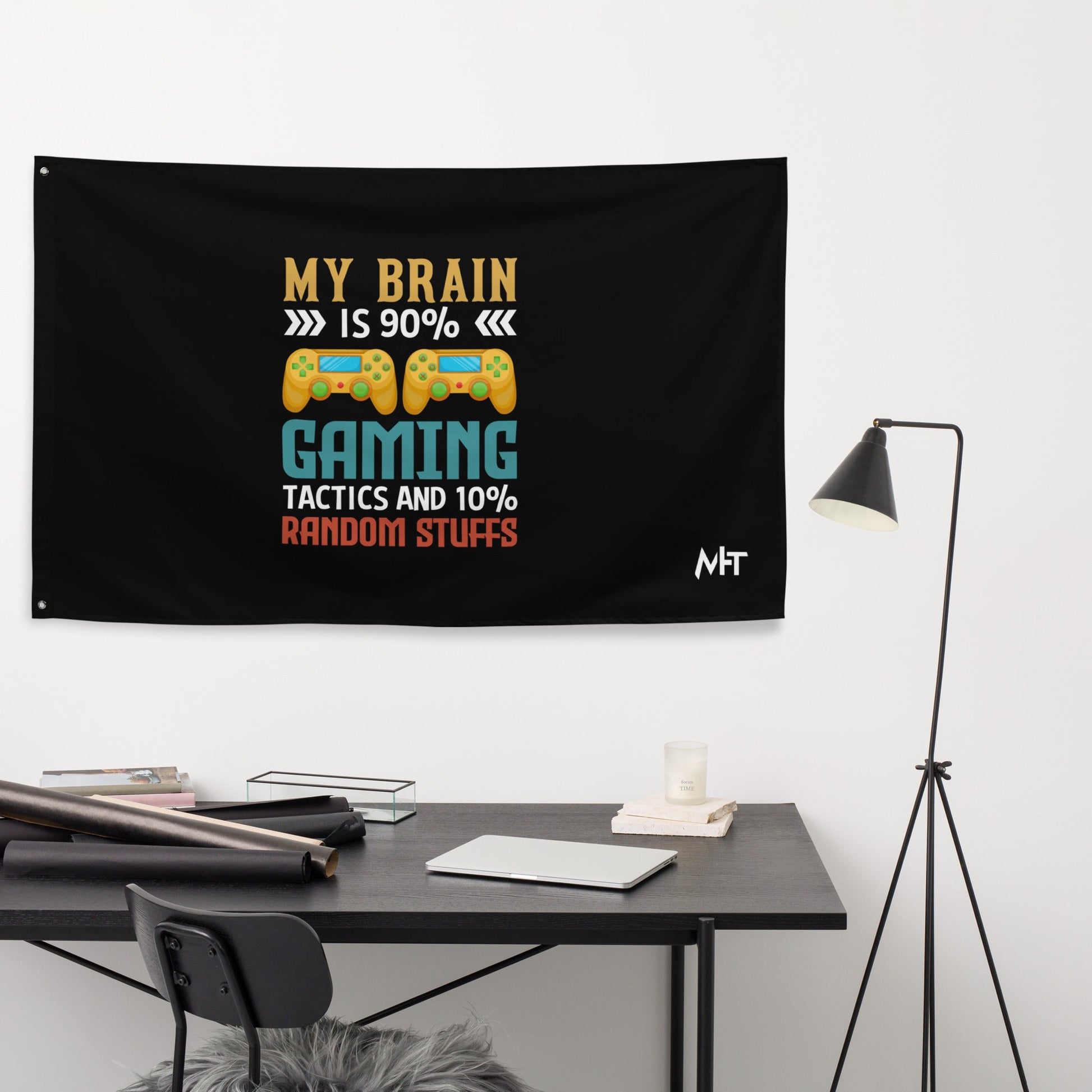 Ar My Brain is 90% Gaming Tactics Flag by DarkByteGear