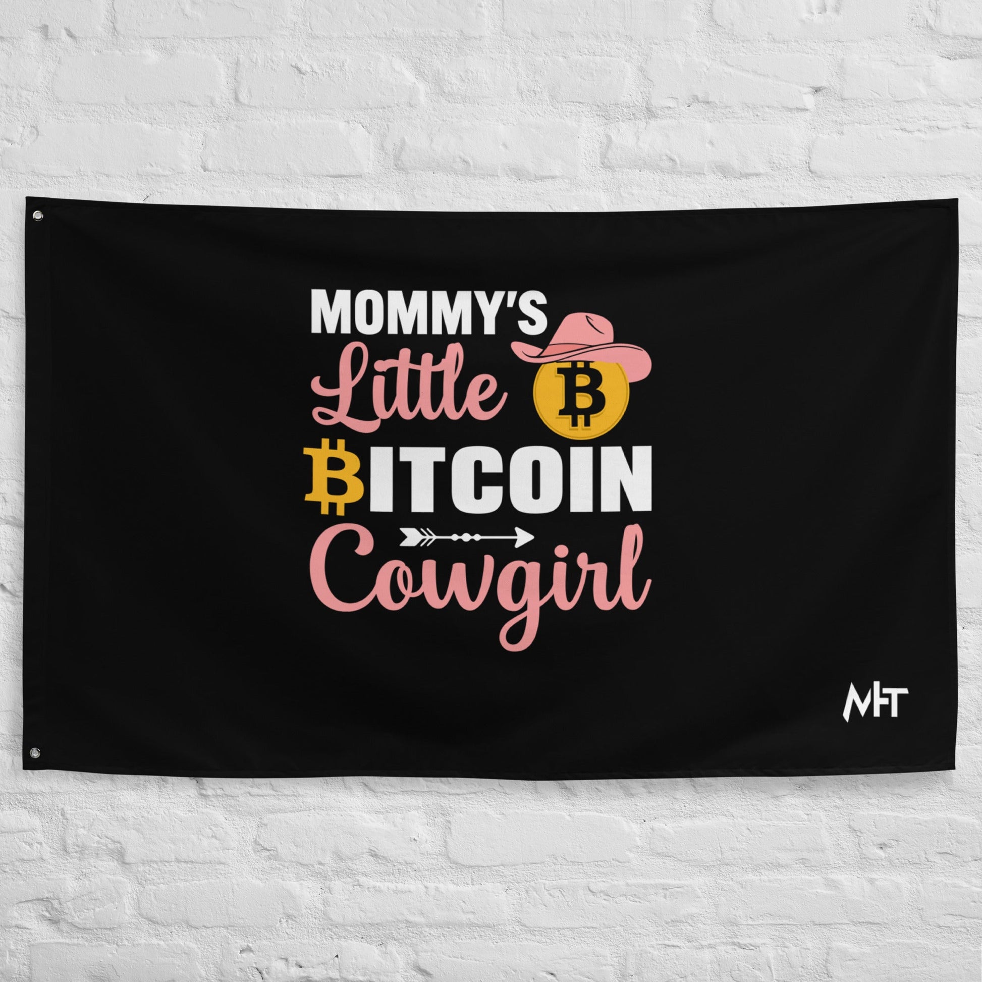 Mommy's Little Bitcoin Cowgirl - video game Flag by DarkByteGear