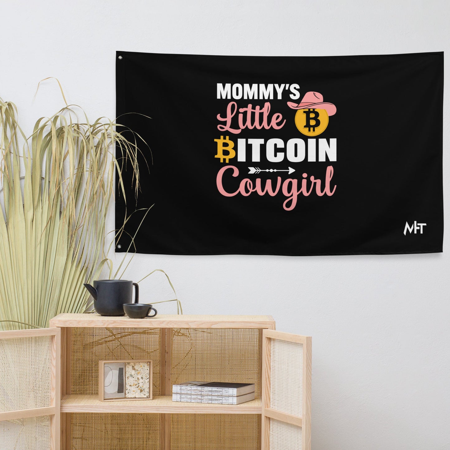 Mommy's Little Bitcoin Cowgirl - video game Flag by DarkByteGear